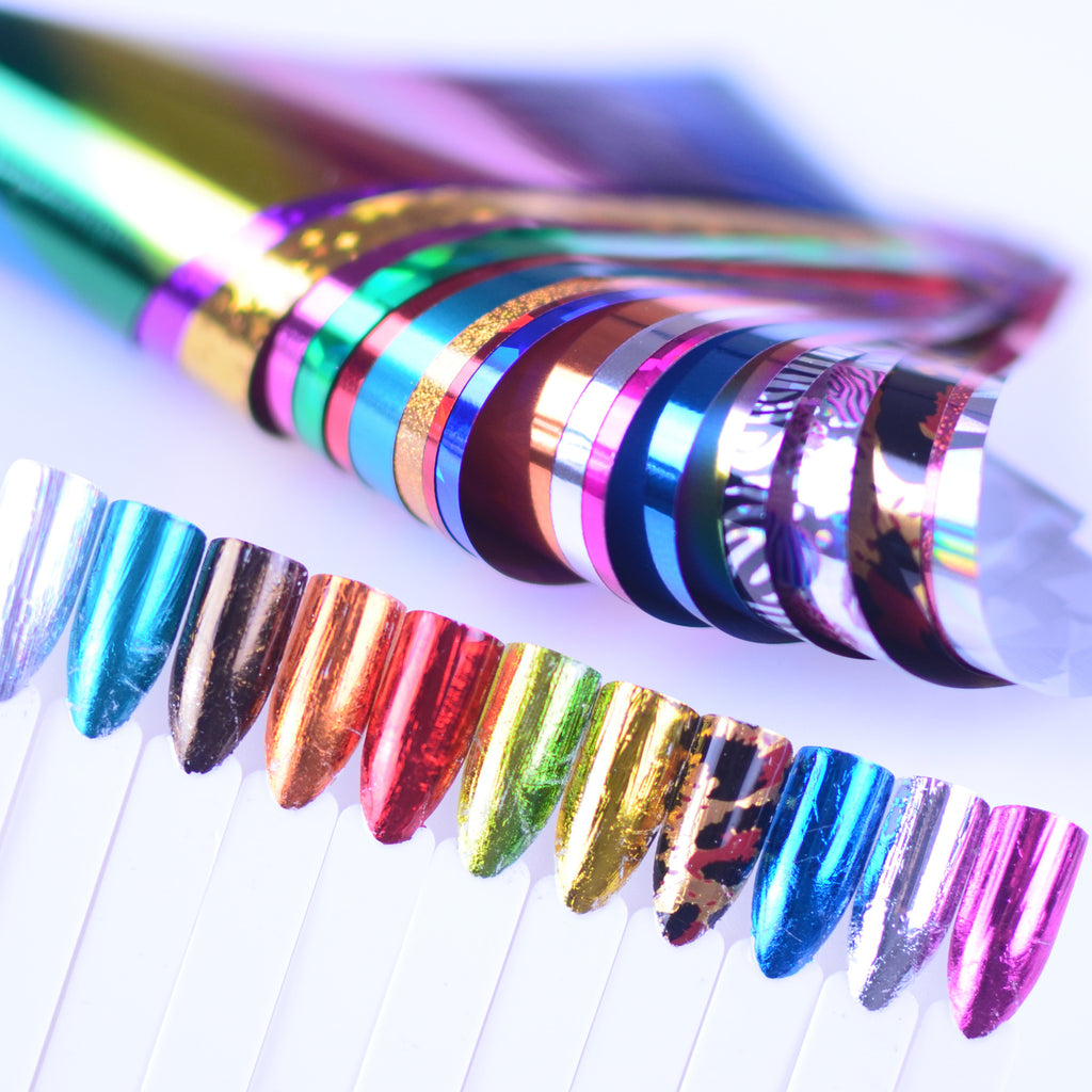 24 Sheets Nail Art Foils Laser Shinning Mixed Beauty Transfer Tips Sticker Craft DIY Universe Decorations
