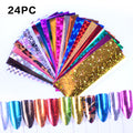 24 Sheets Nail Art Foils Laser Shinning Mixed Beauty Transfer Tips Sticker Craft DIY Universe Decorations