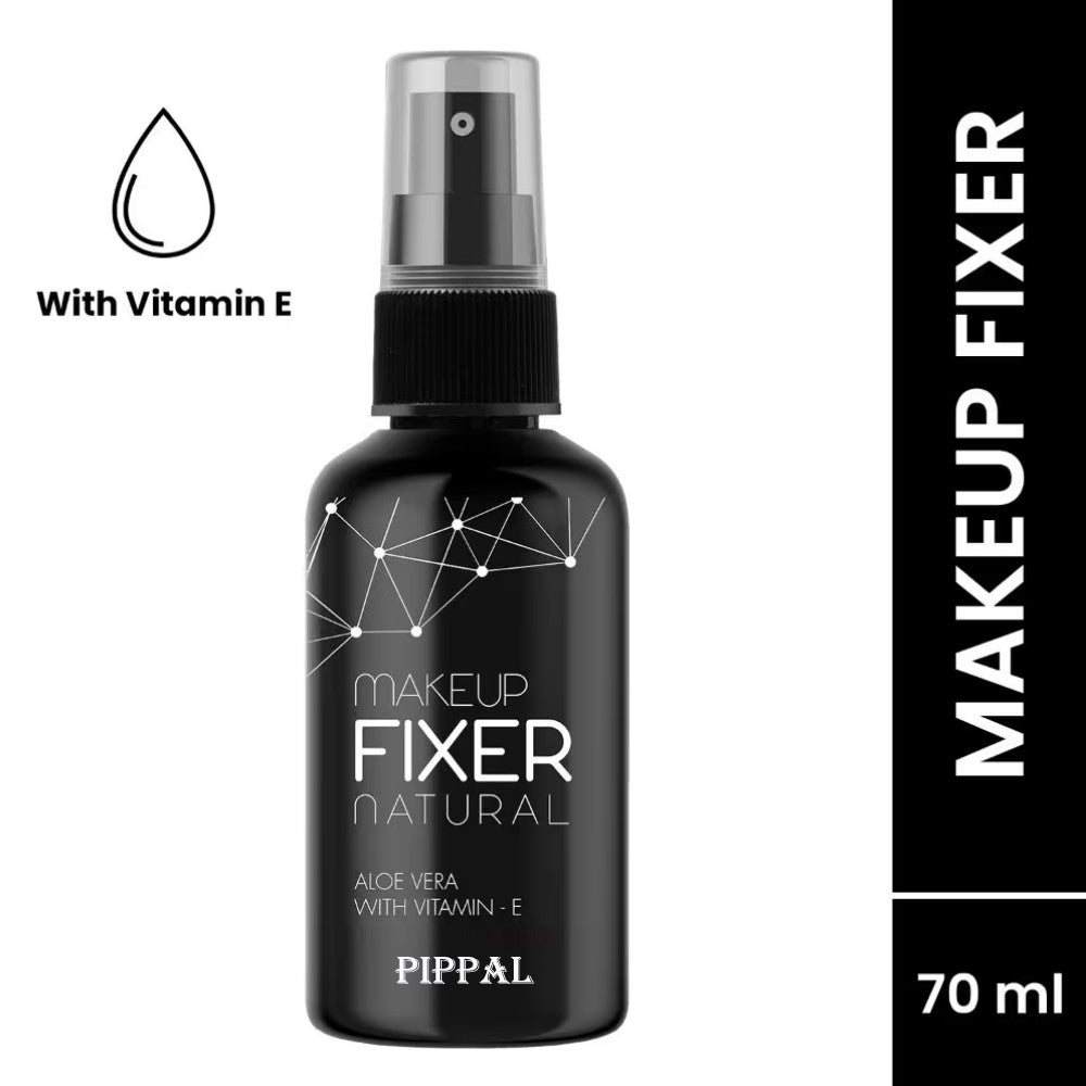 Pippal Beauty Makeup Fixer Natural Dewy Finish with Vitamin E And Aloe Vera Long-Lasting Hydrating & Refreshing Setting Spray 80ml (Pack of 1) with Sky High Supar Black Mscara