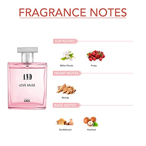 AND Love Muse Women Eau De Parfum Perfume |Premium, Long Lasting Floral Fruity Fragrance for Women,100ML Crafted By Ajmal