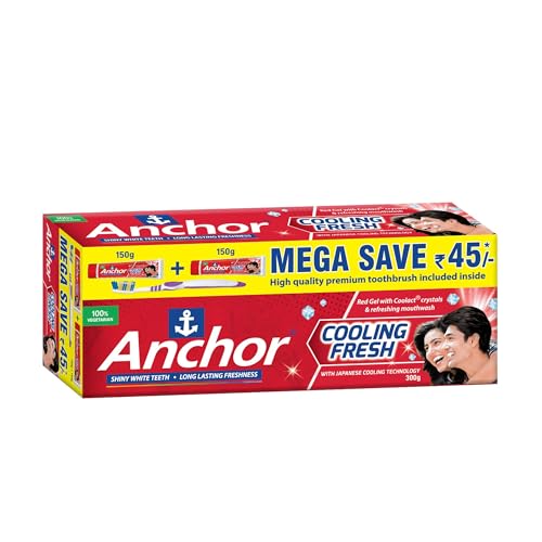 Anchor Red Cooling Fresh Gel Toothpaste 300Ggm (150gx2) (Pack of 3)