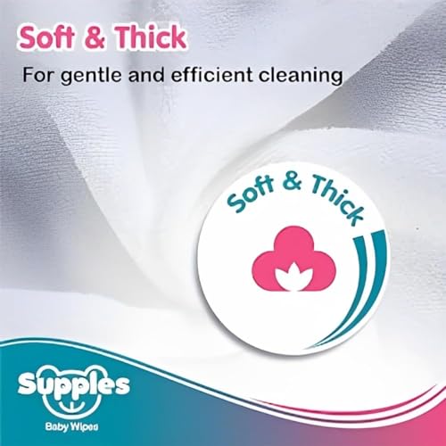 Amazon Brand - Supples Baby Wet Wipes | 432 Wipes | 72 Wipes x 6 Packs | Enriched With Aloe Vera and Vitamin E | Alcohol-Free and Paraben-Free | Pure Water-Based formulation