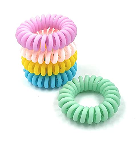 APSAMBR-5pcs Elegant Matte Multi-Colour Small Spiral Hair Rubber Band Ponytail Holder For Girls And Women.