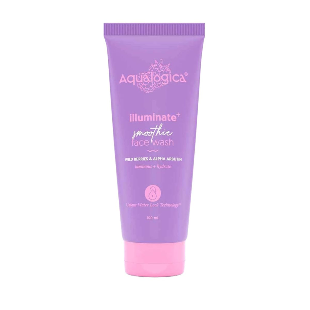 Aqualogica illuminate+ Smoothie Face Wash with Wild Berries & Alpha Arbutin for Gently Exfoliates & Hydrates Skin | For Glowing, Combination & Dry Skin -100ml