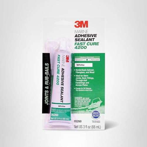 3M TALC Marine Adhesive Sealant Fast Cure 4200 (05260) – Semi-Permanent Flexible Adhesive Sealant for Boats and Marine Applications – White – 3 Ounces