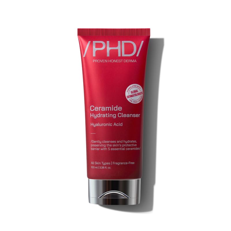 /PHD/Ceramide Hydrating Cleanser with Hyaluronic Acid | Non-Drying Gel Face Wash for All Skin Types | Gently Cleanses, Hydrates & Protects Skin Barrier | Fragrance-Free | 100ml