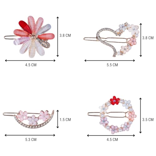 ANNA CREATIONS 4 Pcs Latest Korean Fashion Style Flower Lock Pin Hair Clip Hair Pin Hair Accessories for Women & Girls