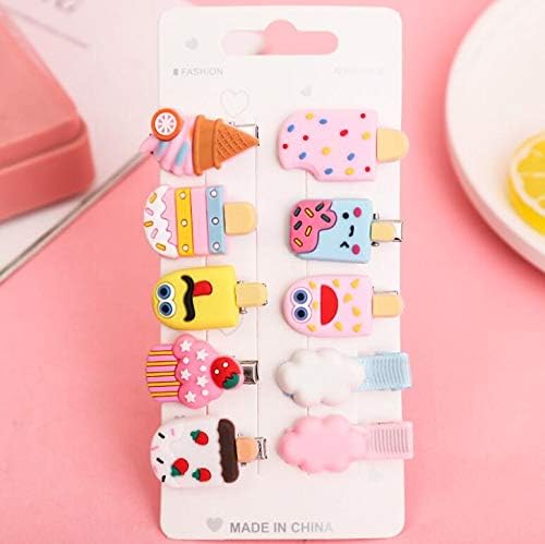 ANNACREATIONS 10 Pcs Ice Cream Shape Hair Clips for Girls and Kids