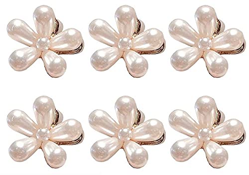 ANNACREATIONS 6 Pcs Korean Style Golden Metal Pearl Mini Hair Claw Clips – Hair Accessories & Jewelry for Women and Girls, Premium Strong Hold Small Hair Clutcher