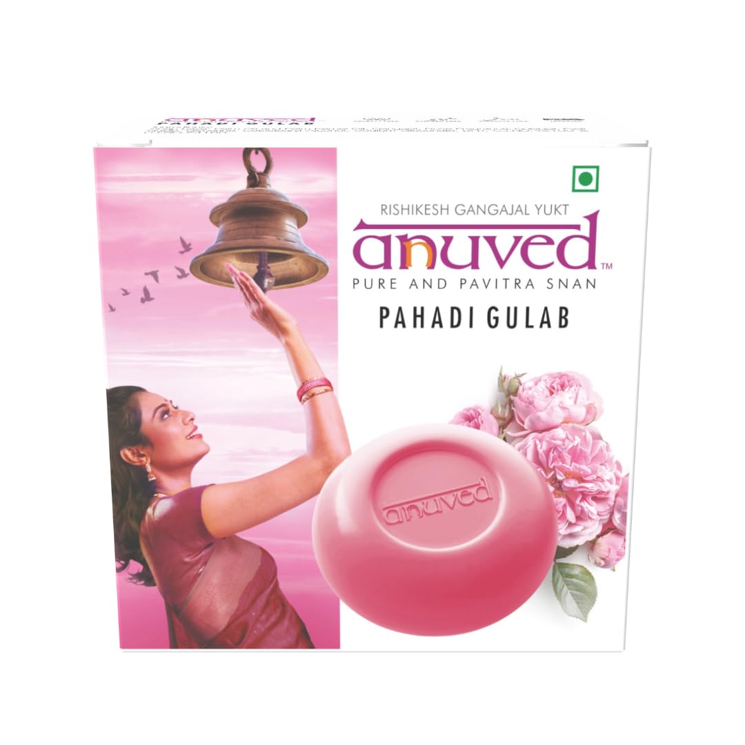 Anuved Fragrance Combo | Pack of 3 | 125 Grams Each | Herbal Soaps Kewda, Astagandha, Pahadi Gulab for Refreshing & Revitalizing, Paraben Free, Cruelty Free