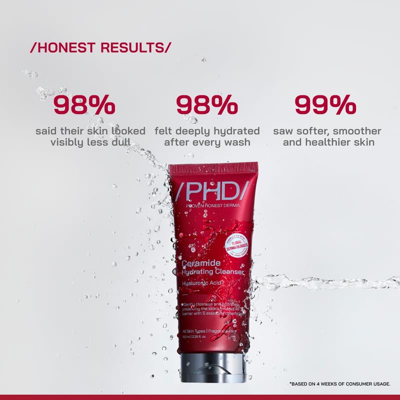 /PHD/Nettoyant Hydratant à la Céramide et à l'Acide Hyaluronique | Gel nettoyant visage non desséchant pour tous types de peau | Nettoie en douceur, hydrate et protège la barrière cutanée | Sans parfum | 100 ml