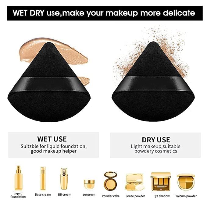 1 Round Foundation Makeup Brush, 2 pieces MakeupSponge Blender (Foundation brush, 2 Pieces Triangle Powder Puffs Face CosmeticPowder Puff Washable Reusable Soft Plush Powder Sponge Makeup Sponge)