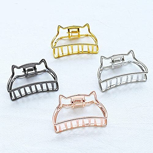 ANNACREATIONS 4 Pcs Korean Style Metal Hair Claw Clips Hair Catch Barrette Jaw Clamp for Women Half Bun Hairpins for Thick Hair