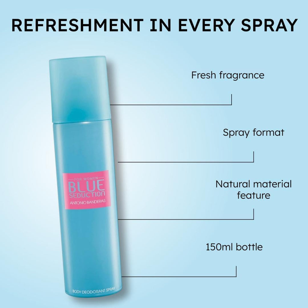 Antonio Banderas Fresh Blue Seduction Deodorant Spray For Women - 150ml