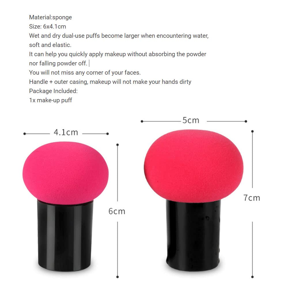 1PCS Mushroom head Makeup Brushes Powder Puff Beauty Cosmetic Sponge With Handle for Foundation Powder blush,B-Rose Red
