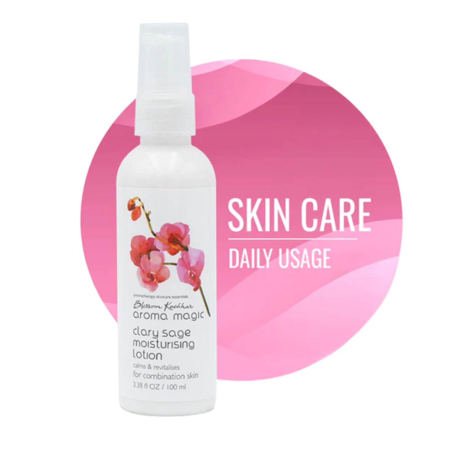 Aroma Magic Clary Sage Moisturising Lotion | Moisturizes, nourishes & revitalizes skin| Kokum butter, olive oil, lemongrass extracts, rosewood essential oils| for Combination Skin - 100ml