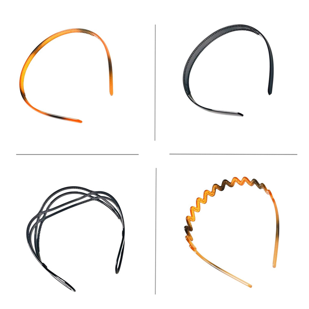 ANNA CREATIONS® 6 PCS Hair Accessories Korean Style shell & black Plastic Hairband Headband combo set for Girls and Woman