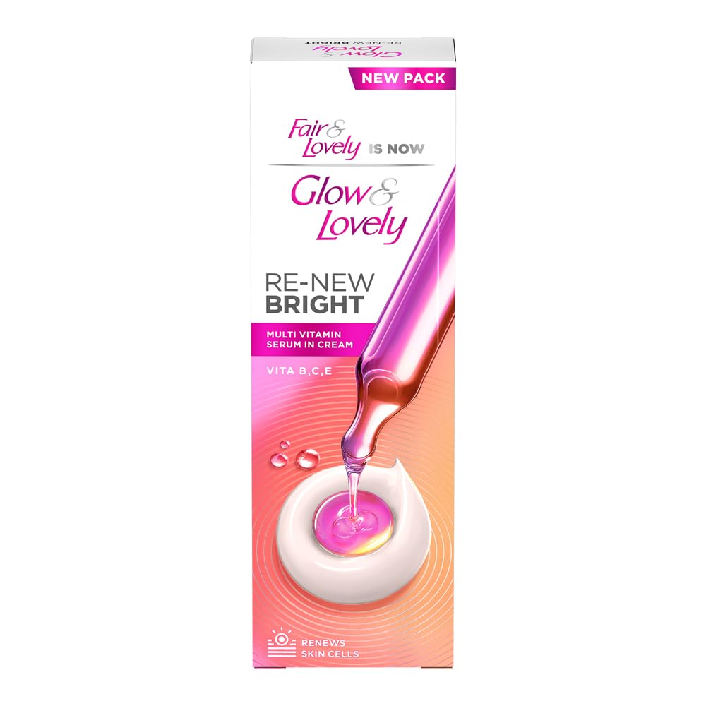 "Glow and Lovely Renew Bright Multivitamin Serum in Cream | Vitamins B,C and E | Renews Skin cells |Bright and Healthy Skin | Clinically proven formula is dermatologically tested | 80g "
