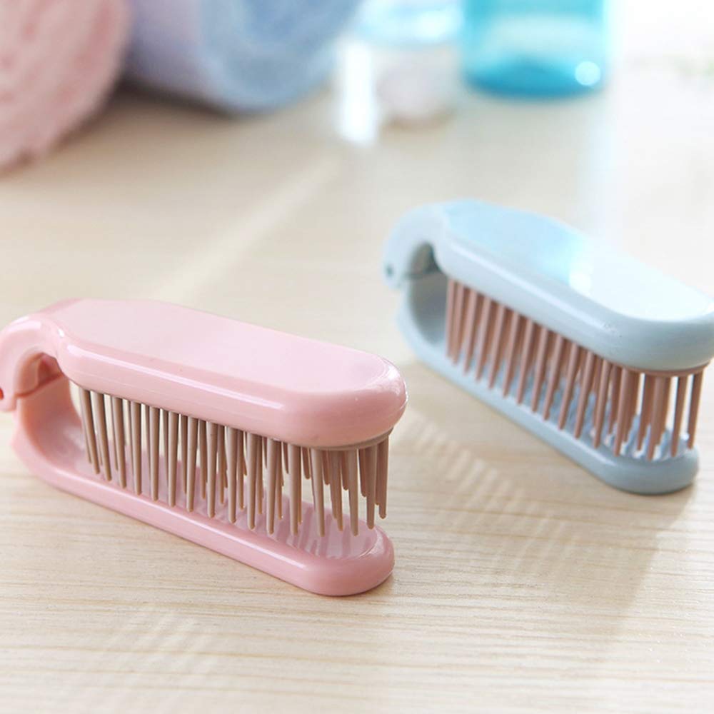 2Pcs Folding Hair Brush Hair Comb Portable Mini Massage Hair Brush Anti-Static Anti-knot for Women & Girls Size for Handbag (dark)