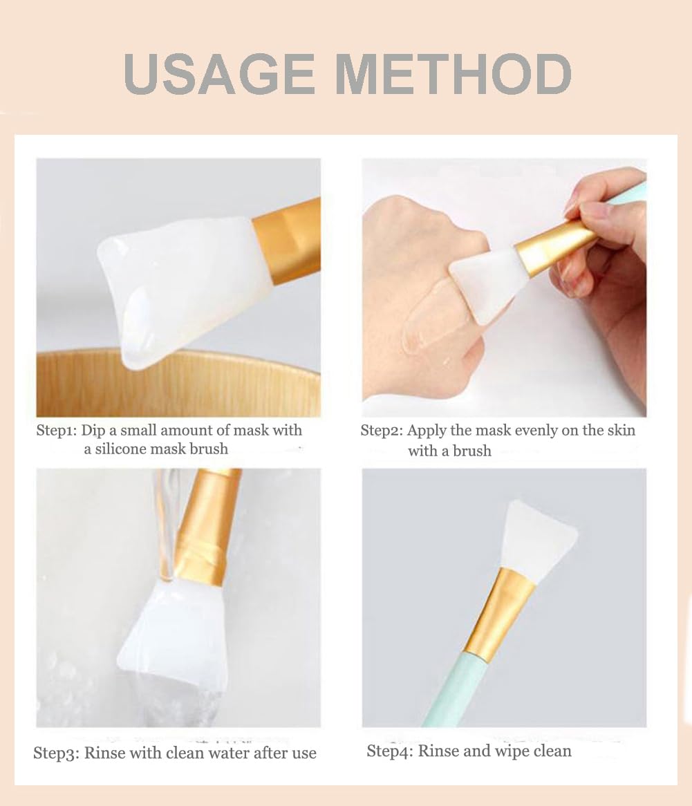 4pcs Silicone Face Mask Applicators Kit, Soft Flexible Hairless Brushes Set for Mud Clay,Charcoal Mixed Mask or Moisturizers,Facial Body Beauty Tool