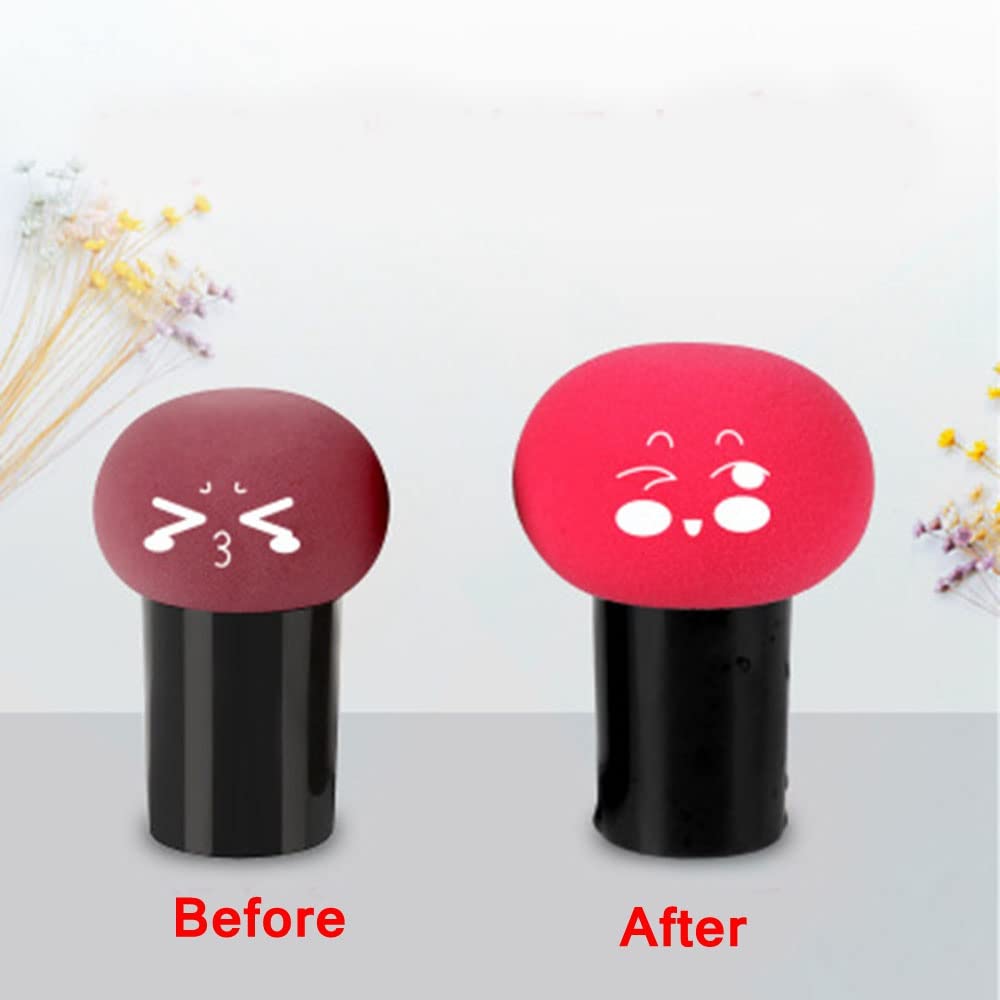 1PCS Mushroom head Makeup Brushes Powder Puff Beauty Cosmetic Sponge With Handle for Foundation Powder blush,B-Rose Red