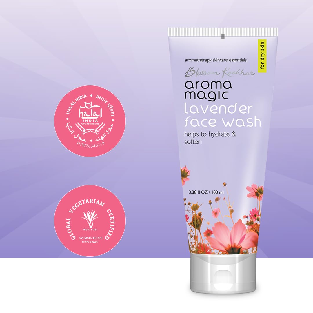 Aroma Magic Lavender Face Wash | Hydrates & Softens Skin | with Orange Extracts & Rose Essential Oil | Dry Skin 100ml Pack of 1