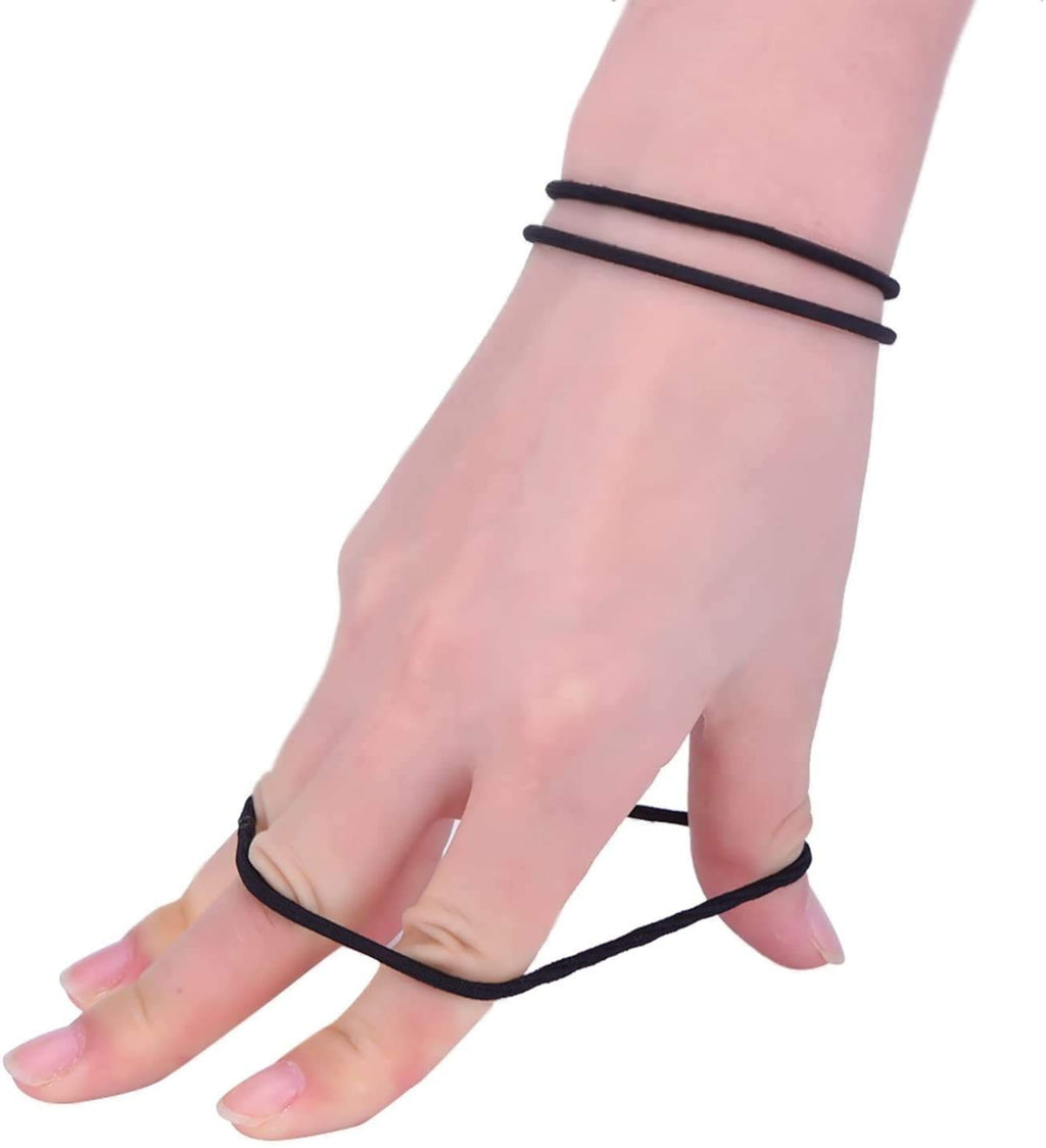 AL ZAHRA 50 Elastic Hair Bands 4 mm Hair Ties Elastics Hairbands Ponytail Holders No Metal for Women Girls Kids Men Thick Hair Black(Pack of 50)