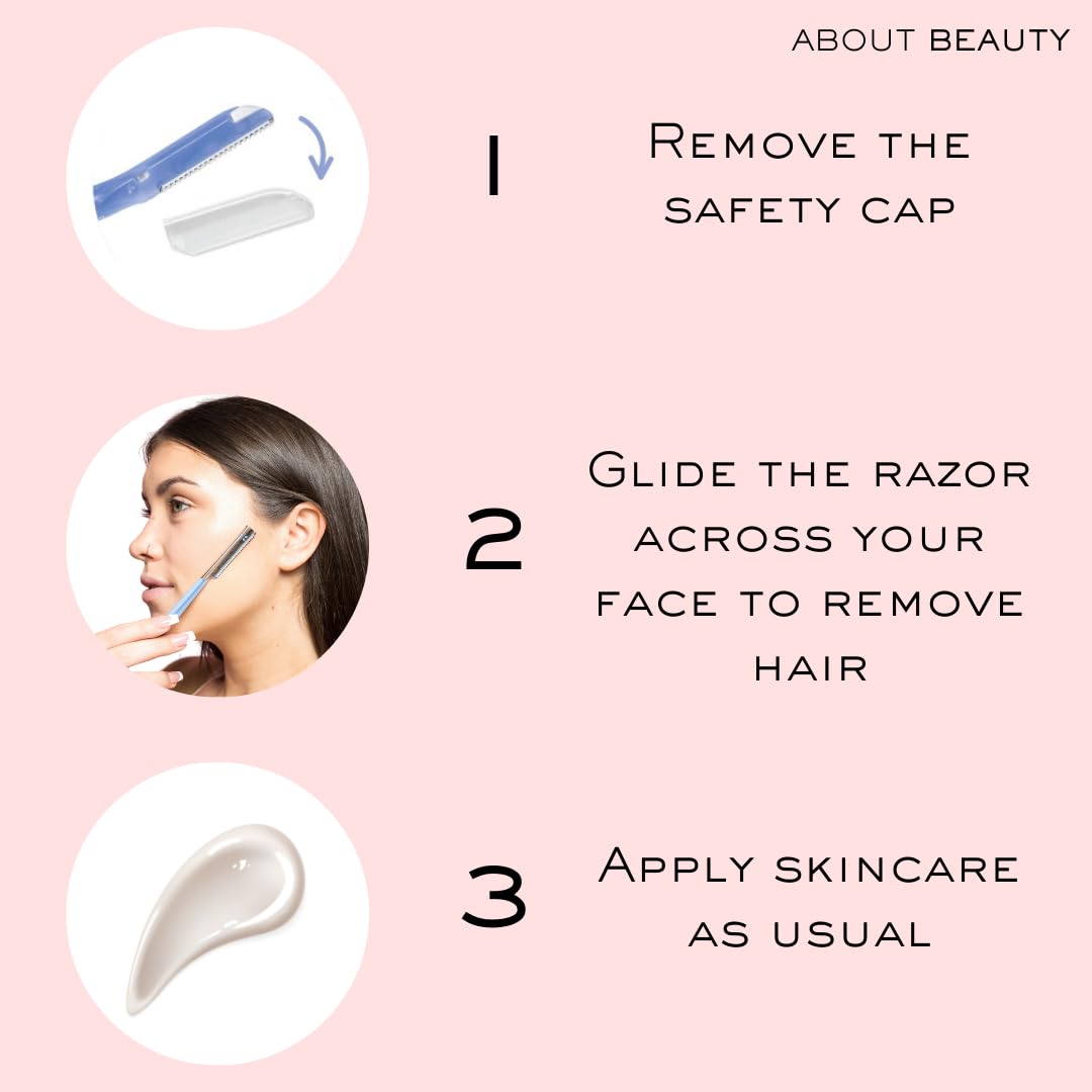 About Face Ultimate Complete Facial Perfecting Kit - 3 Beauty Groomers for Hair Removal, Ideal for Shaving, Exfoliating, Dermaplaning and Brow Shaping, Japanese Steel Gently Removes Facial Hair