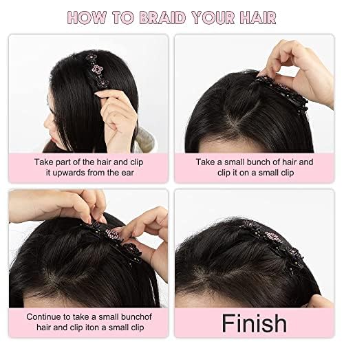 ANNA CREATIONS 4 Pcs Braided Hair Clip, Sparkling Crystal Stone Braided Hair Clips, Fashion Hair Accessories for Women & Girls Hair Bands with Rhinestone and Pearl, Stylish Clip Barrettes