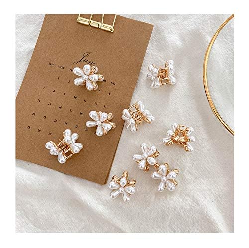 ANNACREATIONS 10 Pcs Korean Style Gold Metal Pearl Geometric Stone Lock Hair Pins Hair Clip Hair Accessories Jewellery for Women and Girls