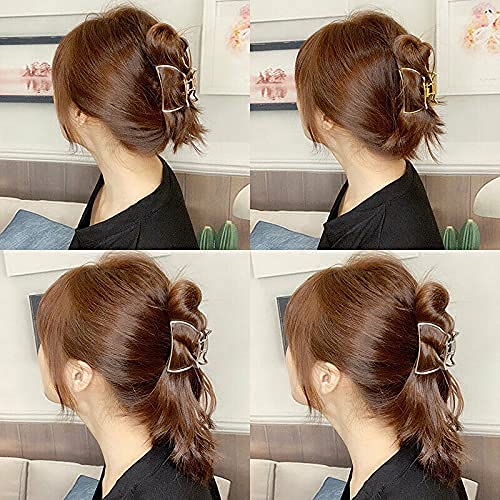 ANNACREATIONS 4 Pcs Korean Style Metal Hair Claw Clips Hair Catch Barrette Jaw Clamp for Women Half Bun Hairpins for Thick Hair