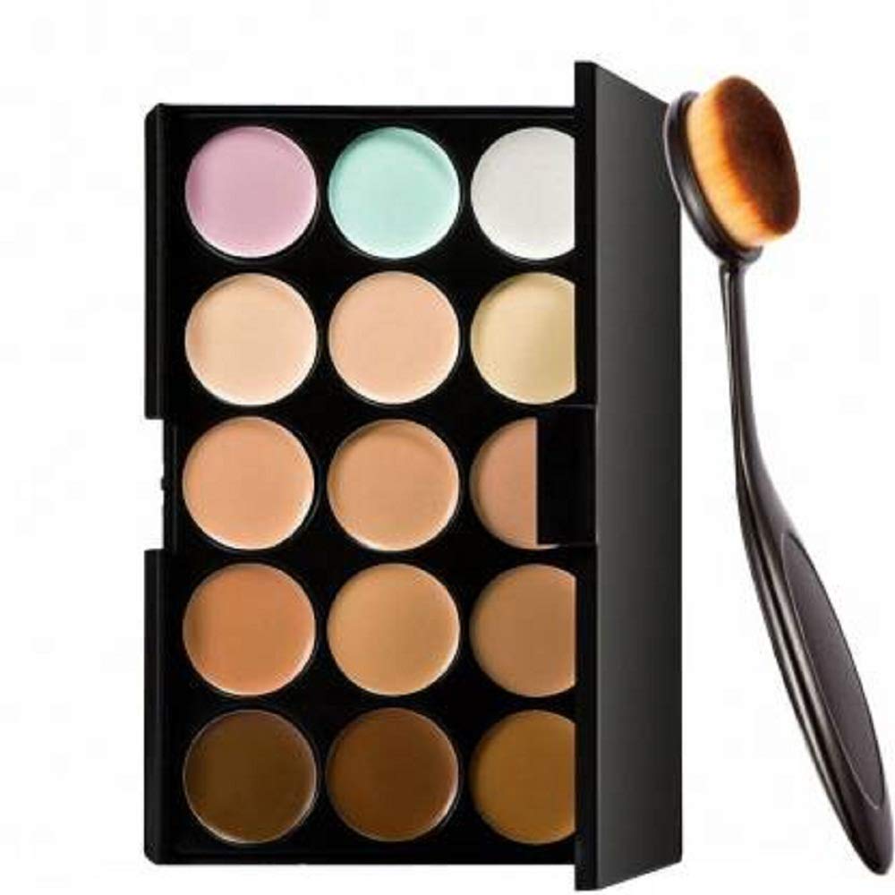 Angelie 15 Colors Contour Face Cream Makeup Concealer Palette + Make up Brush