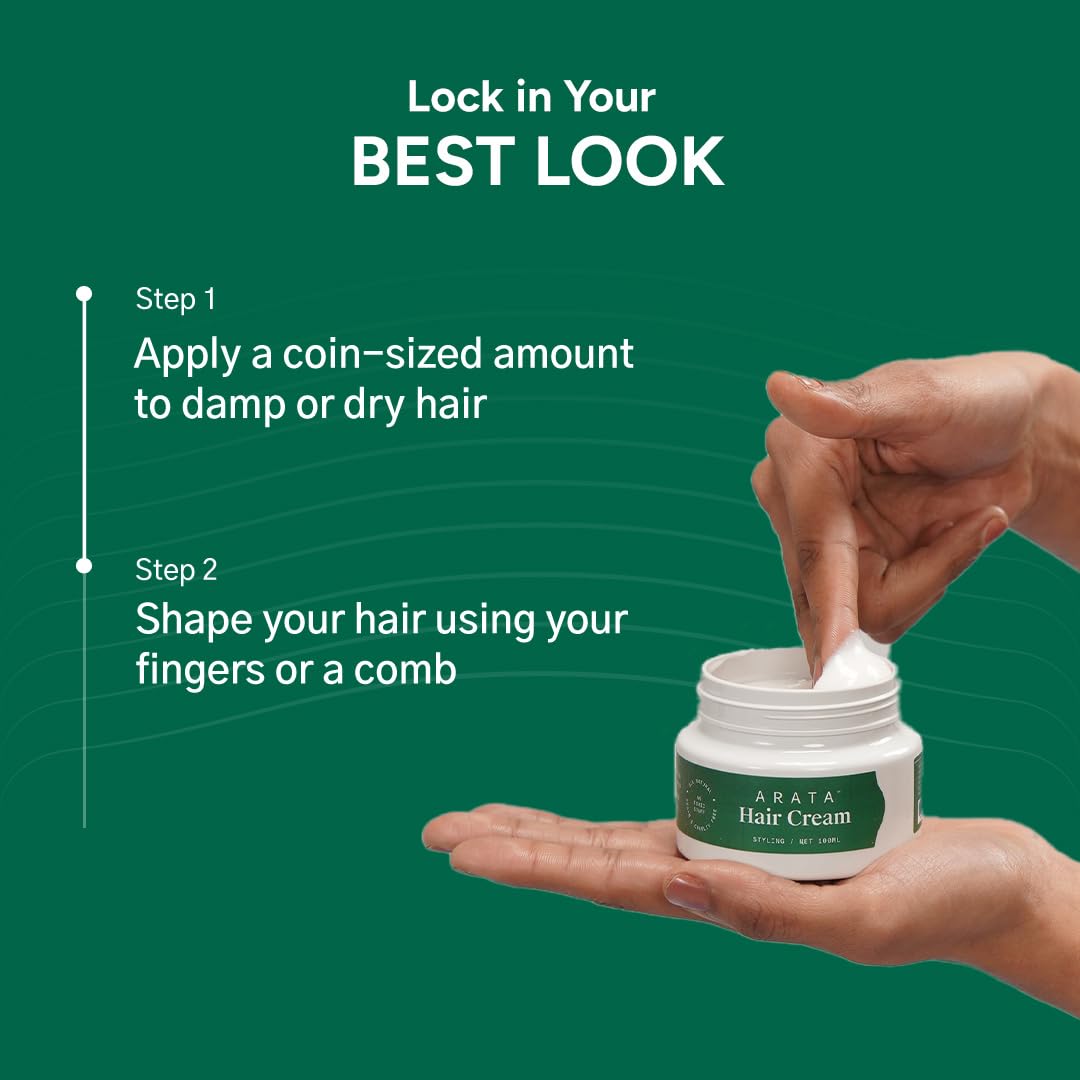 Arata Styling Hair Cream (100 GM) | Derma Tested | Reduces Frizz & Tames Flyaways | Boosts Moisture | Adds Soft Hold and Control | For All Hair Types