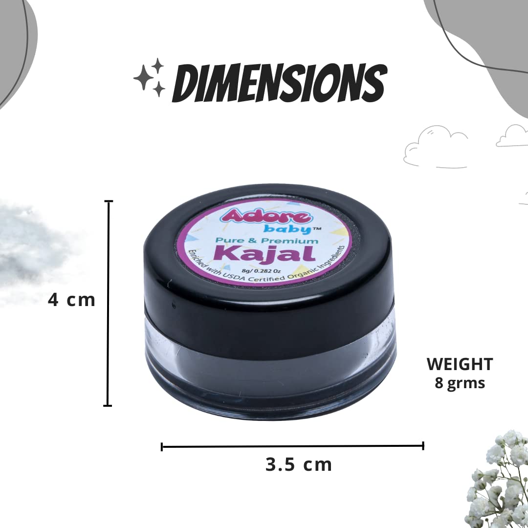 Adore Baby Pure & Premium Kajal - Enriched with USDA Certified Organic Ingredients (Pack of 1)