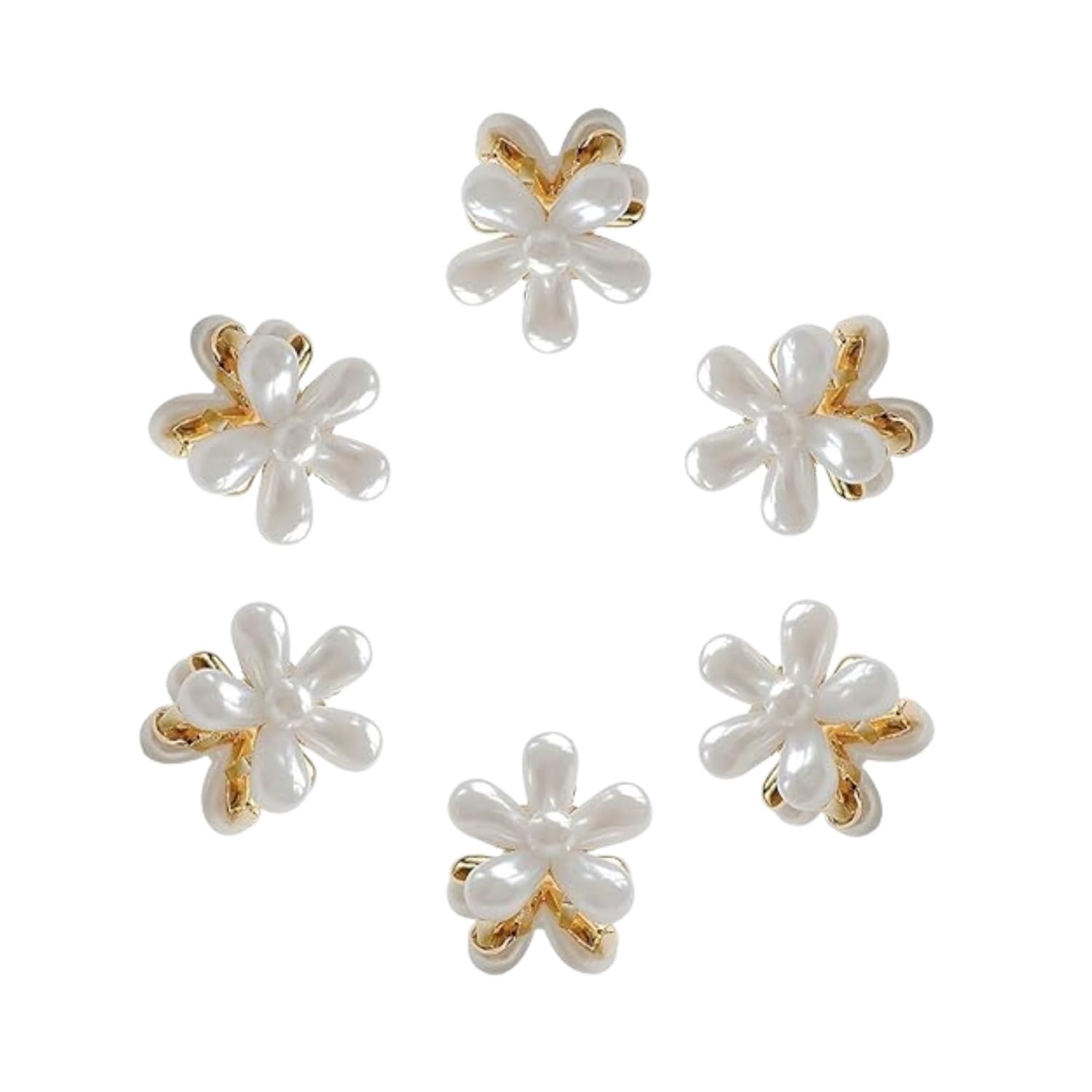 ANNACREATIONS 6 Pcs Korean Style Golden Metal Pearl Mini Hair Claw Clips – Hair Accessories & Jewelry for Women and Girls, Premium Strong Hold Small Hair Clutcher