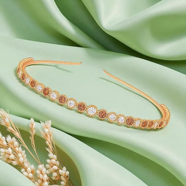 AccessHer Hairbands for Women & Girls | Gold & Silver Rhinestone Hair Hoops | Stylish Hair Accessories for Weddings, Parties, Ethnic Wear & Rakhi Gift (Rose Gold 3, One Size)