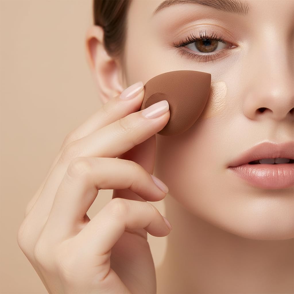 6 Pcs Mini Makeup Sponge, Multi Colored Makeup Sponge, Small Beauty Sponge Set for Foundation, Powder, Concealer Highlight, Eye Shadow Soft Facial Makeup Tools for Women (Brown)