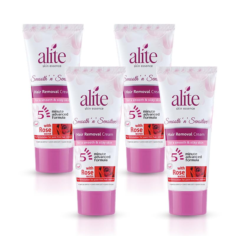 Alite Hair Removal Cream for Women| Painless & Hair Removal | Smooth, Nourished Skin | Enriched with Rose Water, Natural Butter & Aloe Vera Pack of 4 (60g each)