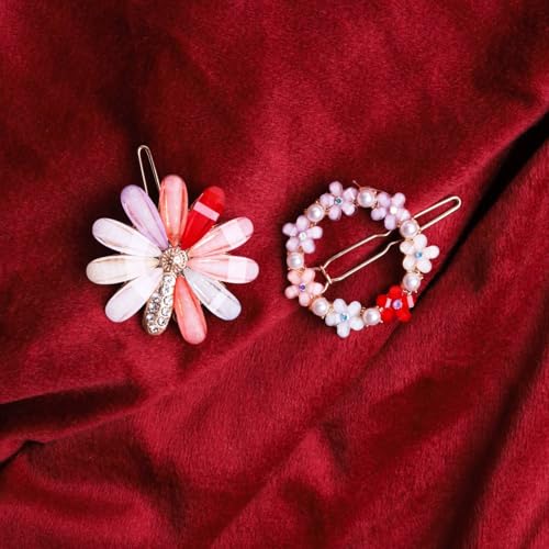 ANNACREATIONS 4 Pcs Korean Style Flower Metal Hair Lock Pin Clips, Hairpin for Women and Girls