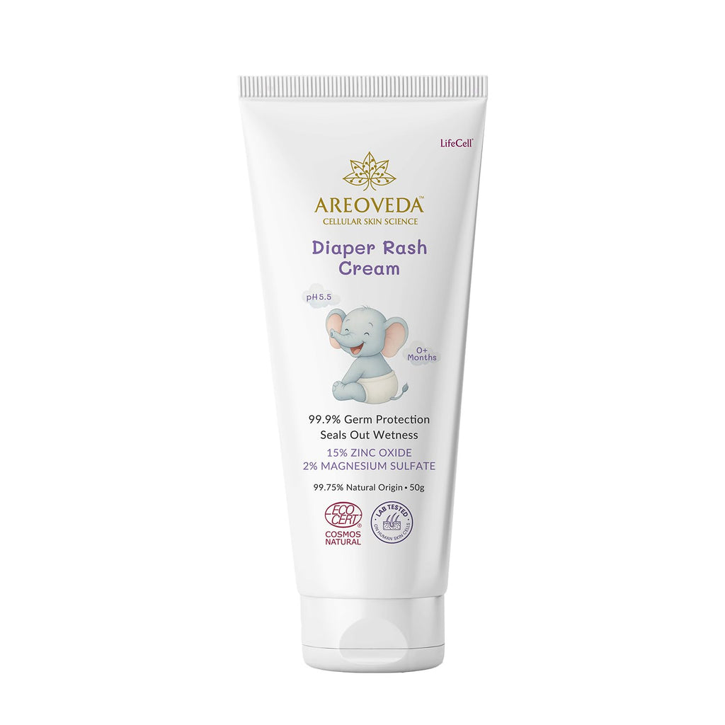 AreoVeda Diaper Rash Cream (50 gm), Suitable for newborns & babies, 15% Zinc Oxide, Prevents & Soothes Rashes from Day 1, Relieves Itchiness & Discomfort