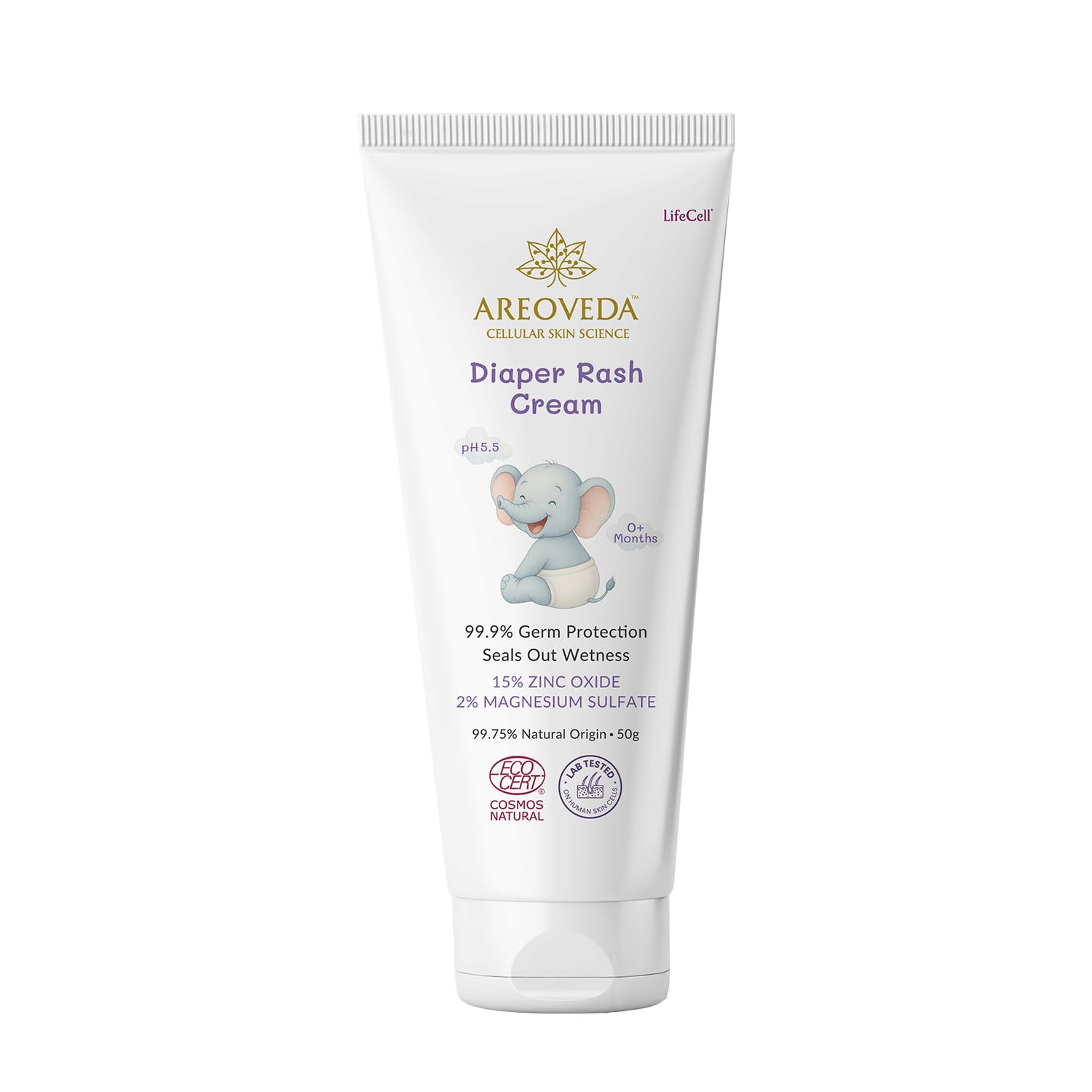 AreoVeda Diaper Rash Cream (50 gm), Suitable for newborns & babies, 15% Zinc Oxide, Prevents & Soothes Rashes from Day 1, Relieves Itchiness & Discomfort