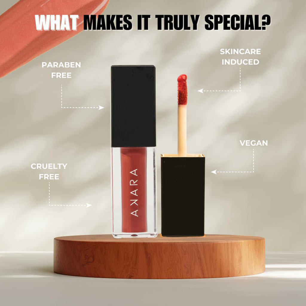 Gloss à lèvres Akara Hi-dra Shine pour femmes | Hydratant et ultra-brillant | Texture légère | Non collant | Enrichi en vitamine E, huile de ricin et protection solaire | Teinte au choix (Auburn) - 5 ml