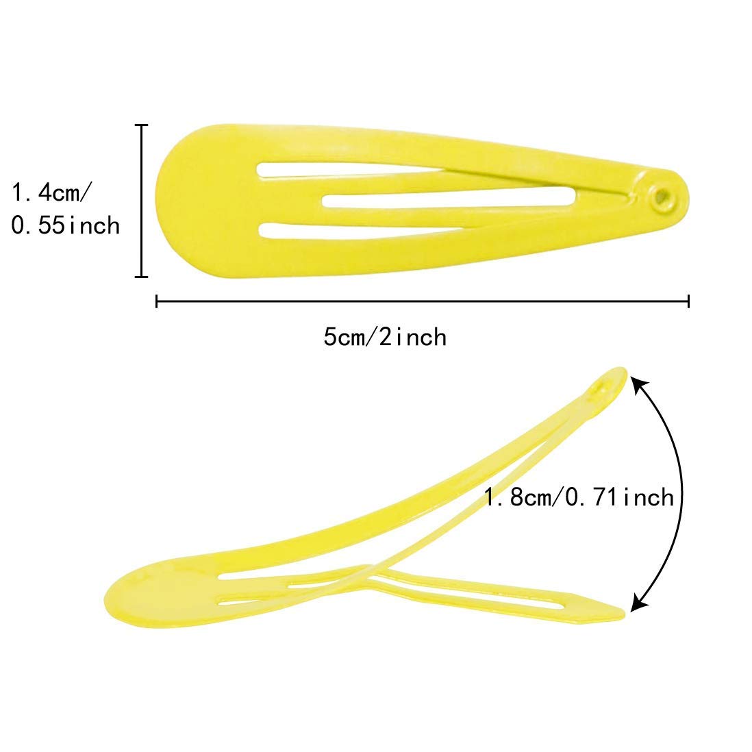 120 barrettes Funtopia de 5 cm aux couleurs acidulées et accessoires pour cheveux à pression métallique antidérapante pour enfants, adolescents et femmes (40 couleurs assorties)