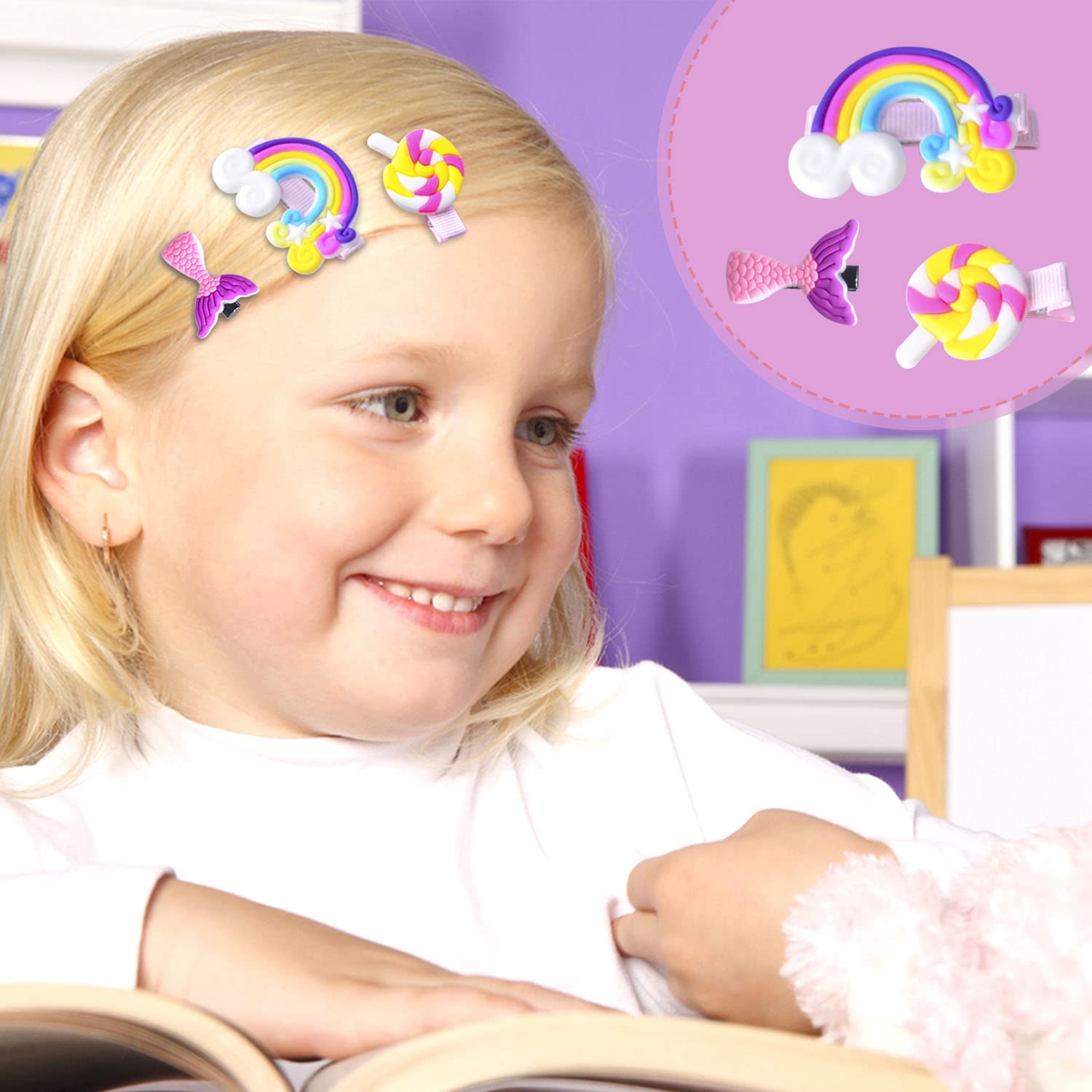 42 Pieces Baby Hair Clips, Hair Pin, Barrettes for Girls, Toddler Girls Hair Accessories, Kids Hair Clips for Styling, Flower Rainbow Candy Fruits Butterfly Hair Barrettes