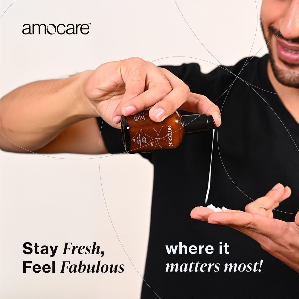 Amocare Liquid Intimate Deo Serum For Men | Prevents Body Odour, And Kills Bacteria | Easy To Apply, Soothes And Exfoliates | For Sensitive And Normal Skin | Aqua Fragrance | Alcohol Free - 50Ml