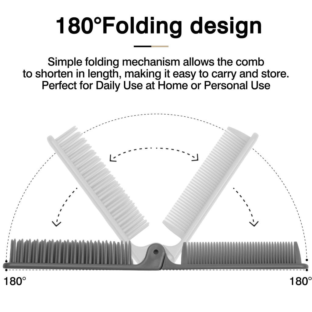 3-Piece Pocket Folding Comb Set – Portable Travel Hair Brushes with Dual-Headed Design, Compact and Colorful (Gray, Purple, White)