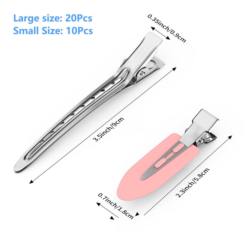 Lot de 30 pinces à cheveux en métal de type alligator, pinces de coiffure à bec de canard avec trous, épingles à cheveux argentées robustes pour femmes, nœuds DIY et usage domestique (30 tailles mixtes)