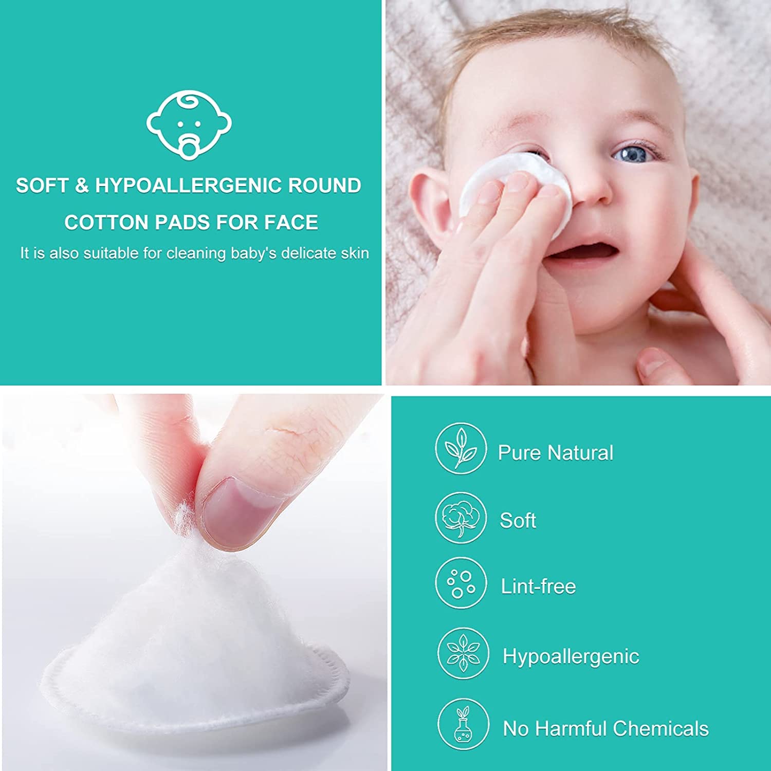 100 Pieces Cotton Pads for Face - Soft Natural Round Makeup Remover, Facial Cleansing, Baby Care, Lotion and Cream Applying (Packing May Vary)