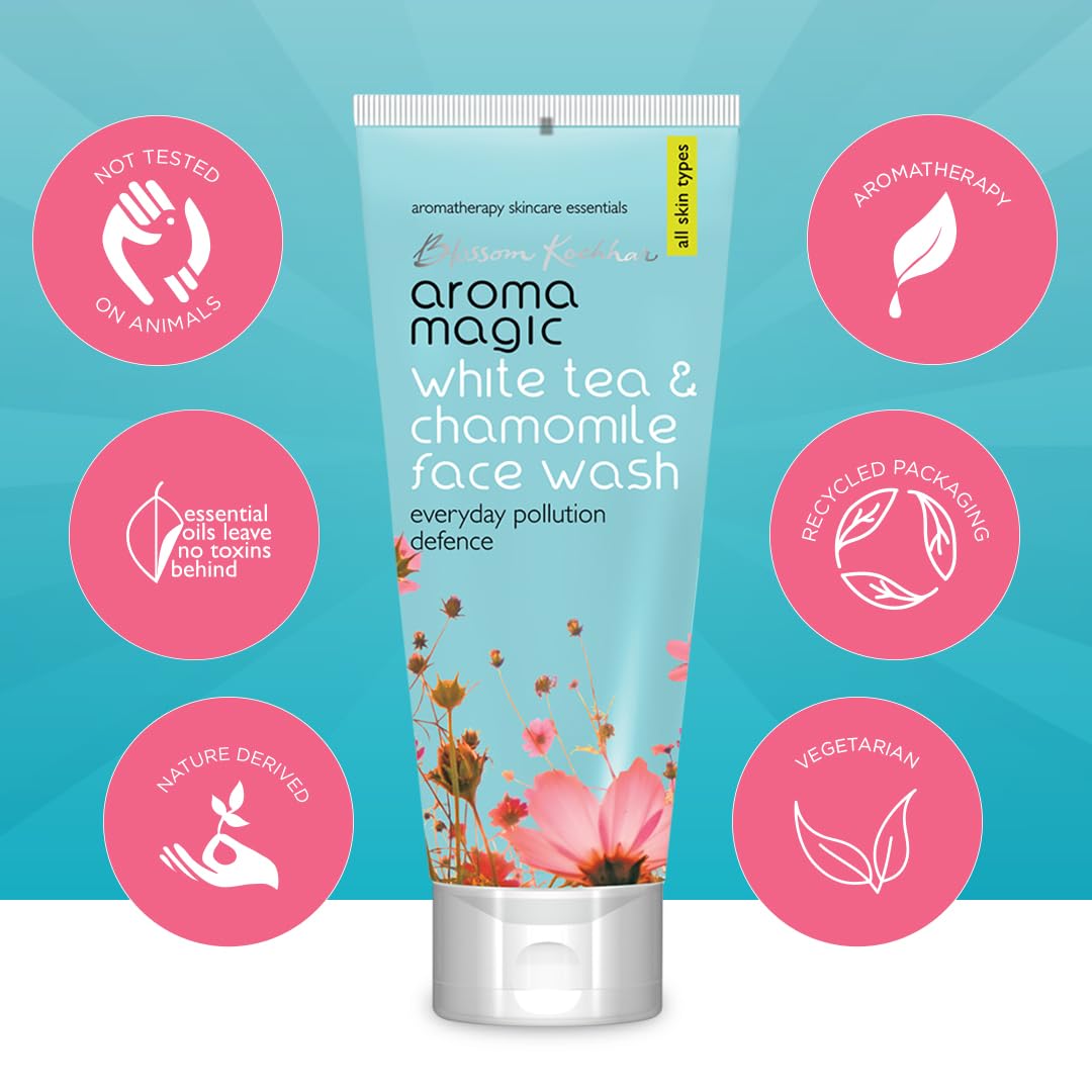 Aroma Magic Everyday Pollution Defence White Tea & Chamomile Face Wash| with Soya Milk Extracts| All Skin -100 ml Pack Of 1