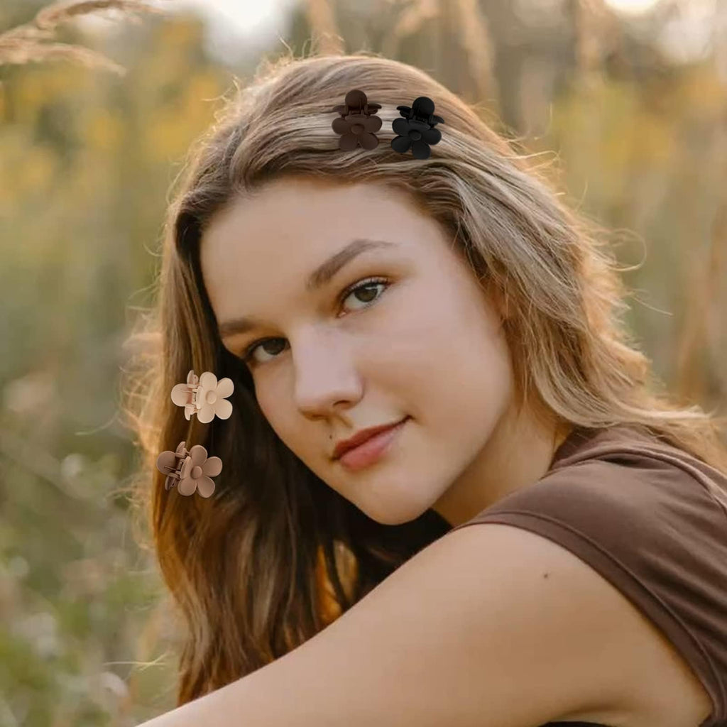 16 PCS Small Hair Clips for Women & Girls, Durable Matte Claw Clips for Thin Hair, Strong Hold NonSlip Medium Hair Claw Clips, Mini Hair Clips, Cute Hair Accessories, 4 Shapes Gifts Holiday